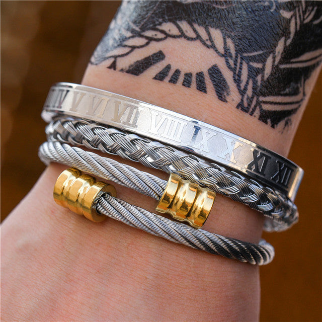 CrownCode™ Roman Stack Bracelet Set